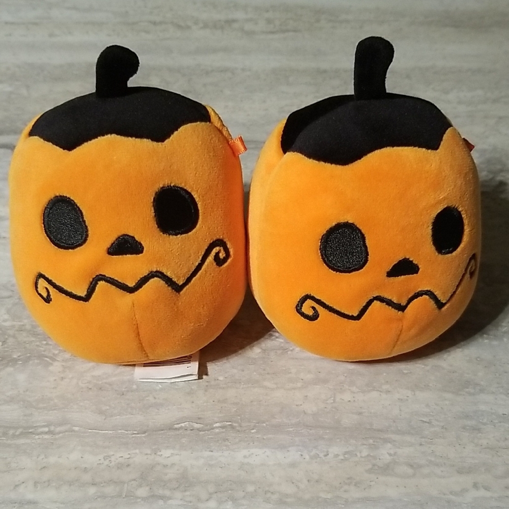 Squishmallows Orange and Black Pumpkin Plush Lot
